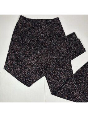 Mesmerize Women Pants Animal Print Velvet Black Pink Straight Leg Stretch Sz 6